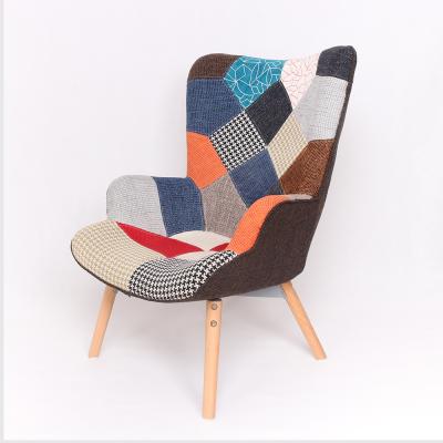 China Modern Design Fabric Moon Chair Comfortable Living Room Sofa Wooden Deck Leisure Chair With Beech Leg for sale