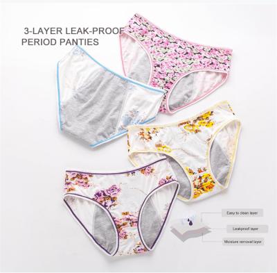 China Teens 3Layers Size Menstrual Period Panties Young Girls Antibacterial Mid-Rise Colorful Panties Underwear Models Period Panties for sale