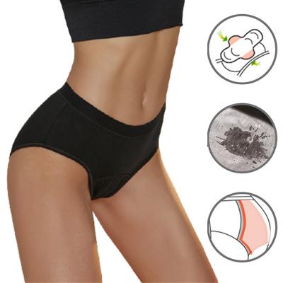 China Low Moq Rise Fullbrief Customization Antibacterial Low Leakproof Menstrual Panties 4 Layers For Black Women Cotton Period Empty for sale