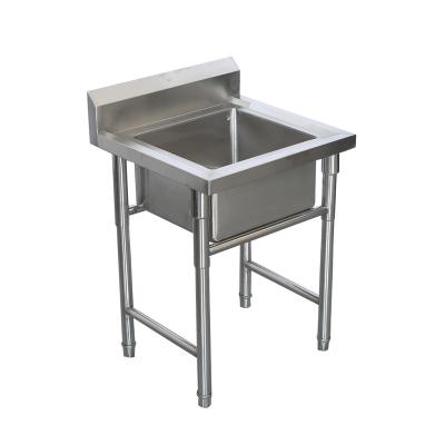 China Singel or Double Bowl 201/304 Stainless Steel Kitchen Single Legs Commerical Water Free Standing Sink Double Bowl Drainer for sale