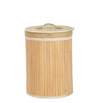 China Japan Style Foldable Storage Basket Laundry Storage Natural Bamboo Basket for sale