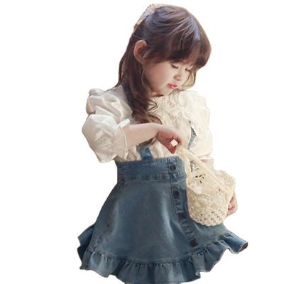 China 2023 Anti-wrinkle autumn denim skirt boutique dress wholesale fashion overall fashion thrown skirt for 3-8 years old beautiful girl for sale