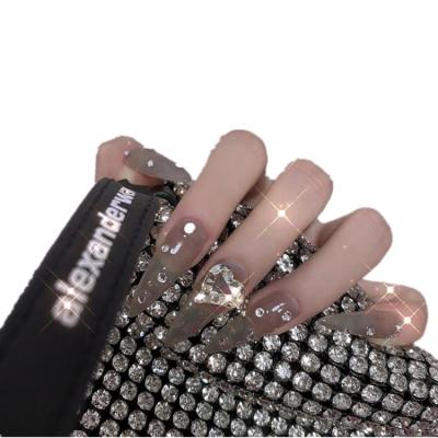 China Wholesale Fake Nail E7 French Salon Private Label Full Cover Tips Ballerina Coffin Long Form Artificial Press On Nails Gel Set French for sale