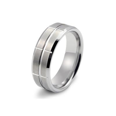 China Scratch Resistant High Quality Natural Tungsten Ring With Slotted Cross Pattern for sale