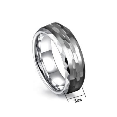 China Offer Wholesale Mens Comfort Fit Jewelry Hammer Tungsten Steel Silver Ring for sale