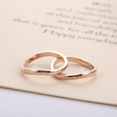 China Beautiful Scratch Resistant Jewelry Wholesale Rose Gold Custom Women Titanium Rings for sale