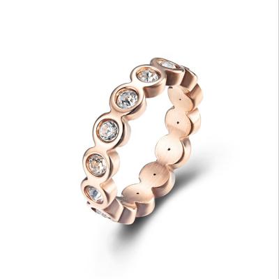 China Romantic Fashion Diamond Titanium Rings Jewelry Women Rose Gold Ring for sale