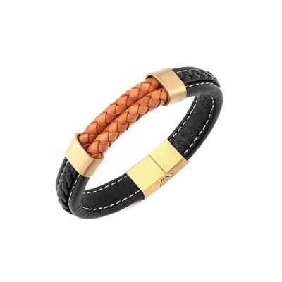 China Scratch Resistant Wholesale Luxury Rope Jewelry Gold Plated Engraved Leather Bracelet for sale