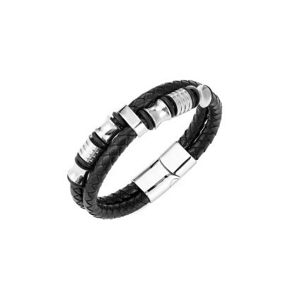 China Double Scratch or Braided Resistant Personalized Leather Bracelet for Men Multilayer for sale