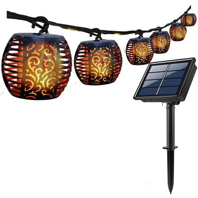 China Solar Lanterns Outdoor Solar LED Garden Flame String Lights Waterproof Hanging Lantern Flame Flickering Lamp for Patio Decor for sale