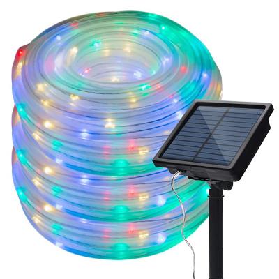 China Outdoor Decoration Lighting 50/100 Solar Powered Outdoor Waterproof Garden Garland For Christmas Yard Decoration LED Rope Tube String Lights Fairy Lights for sale