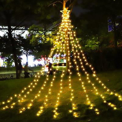 China Outdoor Christmas Tree 360LEDs Scallop Tree Decoration Star String Fairy Lights LED Lights Indoor Christmas Tree Decoration Tree Lights for sale