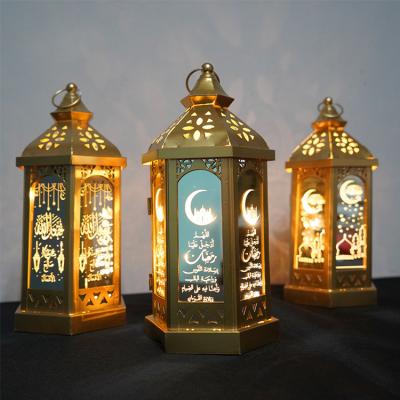 China 2021 EID Mubarak Lantern Islam Party Stage Gifts Home Handwork Ornaments New Wind Lights Ramadan LED Lantern Muslim Decoration for sale