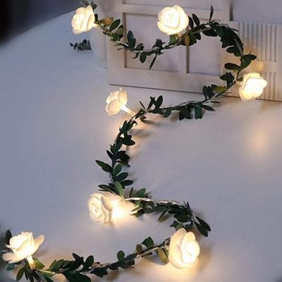 China 1.5m 3m 6m Rose Flower Vine String LED Wedding Christmas Valentine's Day Wedding Decor Garland Luminaria for sale