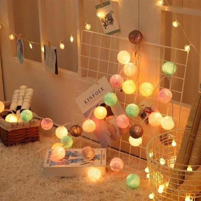 China 10m Christmas Fairy Lighting Cotton Ball String Lights Home Christmas Outdoor Party Wedding Holiday Decoration Cotton Balls LED String Lights for sale