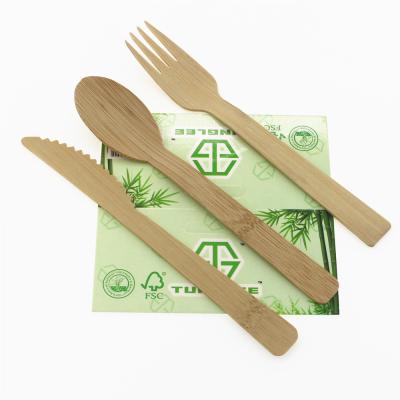 China Disposable Knife Spoon Fork Carabiner Bamboo Cutlery Travel Set for sale