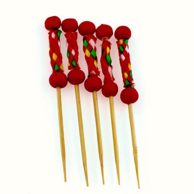 China Easily Cleaned Bamboo Knot Cocktail Thick Fruit Pick , Bamboo Stick For Fruit for sale