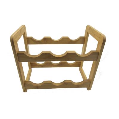 China Household Natural Material Stable Kitchen Tableware Quality Cruciform Bamboo 6 Bottle Wine Rack for sale