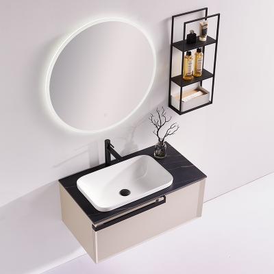 China Modern Waterproof Bathroom Mirror Cabinet Hotel Luxury Bathroom Vanity With Double Sink for sale