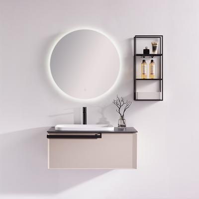 China Modern Luxury PVC Bathroom Vanity Cabinet Space Saving Bathroom Vanity With One Sink for sale