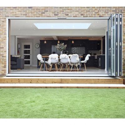 China Sound Insulation China Factory Accordion Door Aluminum Folding Frameless Soundproof Vertical Bifold Doors for sale