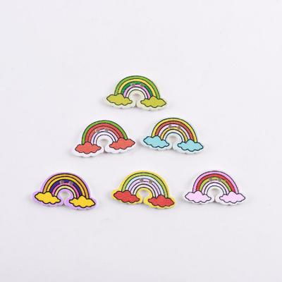 China Other Fancy Two Hole Colored Flat Decorative Sewing Wood Rainbow Buttons For Craft for sale