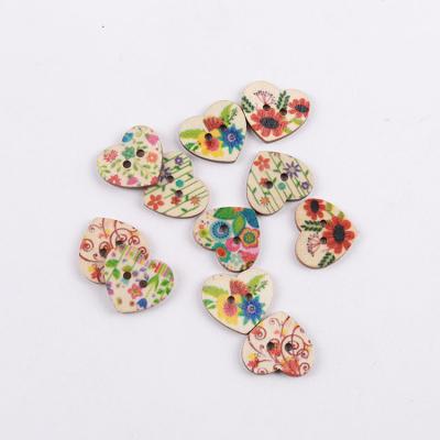 China Other 20mm Vintage Boho Style Two Hole Floral Pattern Sewing Wood Button Dress for sale