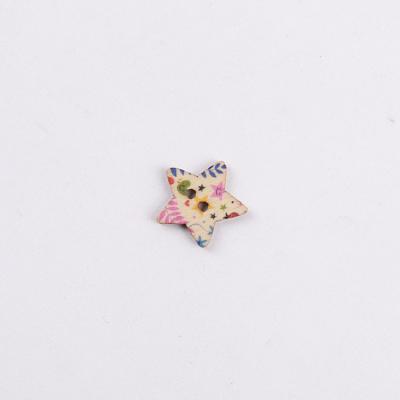 China Other Popular 20mm Vintage Style Floral Print 2 Hole Round Wooden Button Suitable For Children's Clothing for sale