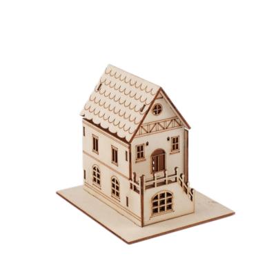 China Intellectual Toy Factory Wholesale Ornaments Beautifully Festive Home Decoration Craft Gift DIY Wooden House FOR KIDS for sale