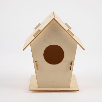 China Breathable Wholesale Indoor Decorative Kid Diy Design Painting Natural Wood Bird House Wooden Birdhouse for sale