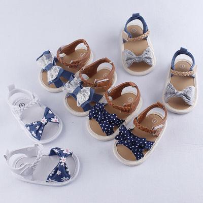 China Cute Summer Baby Shoes Bowknot Shoes Non-Slip Crib Prewalkers Sole Shoes Soft For 0-18M for sale