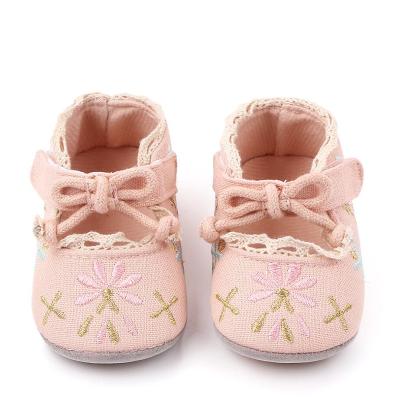 China Newborn Baby Walkers Shoes Autumn Princess Toddler Infant First Walkers Flower Embroidery Baby Shoes Cotton Cute Bowknot for sale