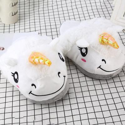 China Fashion Winter Slippers Ladies Fur Slippers Women Home Room Shoes Classic Unicorn Pantoufle Femme Slippers 2021 for sale