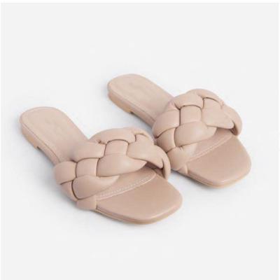 China 2021 New Fashion Summer Slippers Women's Casual Open Toe Flat Sandals Woman Comfortable Weaving Beach Slides Flip Flops for sale