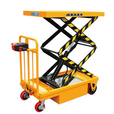 China Maintenance 400kg Capacity Electric Battery Power Folding Scissor Lift Table Trolley for sale