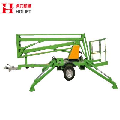 China Easy Operation Safety Convenience Holift Brand 6m Hinged Trailer Mounted Boom Man Lift Towable Cherry Harvester For Sale for sale