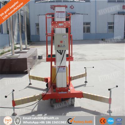 China Convenience HOLIFT Brand Aluminum Single Mast One Man Big Wheel Telescopic Safety Operation Lift for sale