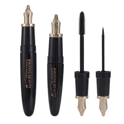 China Private Label 4D Fiber Lash Waterproof Mascara Makeup Pen Water Resistant Silk Design 2 in 1 Pen and Eyeliner Mascara LCHEAR DQ3115 for sale