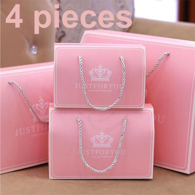 China Beautiful Pink 4 Pack Event Guest Gift Box Souvenirs Favors Paper Bags for Wedding Birthday Baby Shower Party Candy Bags for sale