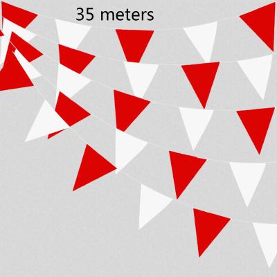 China 35 Meters Plastic Red and White 115 Foot Pennant Banner, Outdoor Garden Flag Buntings, Party Festive Decorations for sale