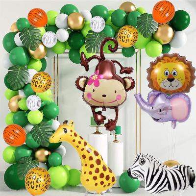 China Latex and Foil Jungle Animal They Party Balloons Arch Kit, Birthday Baby Shower Decorations, Giraffe Zebra Monkey, Lion and Elephant, for sale