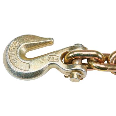 China Wholesale NACM Grade 70 Transport Yellow Galvanized Plated Chromated Binder Chain with Hook Te koop