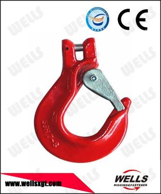 China good quality Red super carbon steel safety latch G80 clevis sling chain hooks for sale