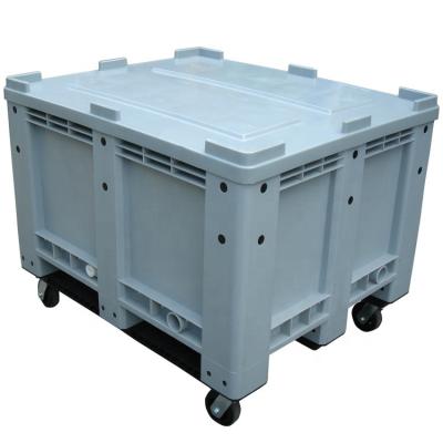 China Heavy Duty And Durable 1200*1000*760 Mm Large Industrial Stackable Solid HDPE Plastic Pallet Bin for sale