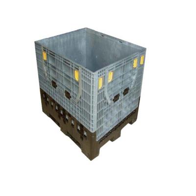 China Scale: 1200*1000 Heavy Industry HDPE Large Size Collapsible Plastic Pallet Box with 2 Rigid Drop Doors for sale