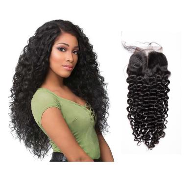 China Cheap Deep Wave Brazilian Virgin Human Hair Wholesalers Deep Wave Transparent Swiss Lace Frontal Closure With Baby Hair for sale