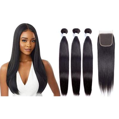 China Virgin Natural Barely Shedding Thick Smooth Soft Cuticle Aligned Hair Bundles With Lace Closure And Original Brazilian Hair Weave Bundles Frontal Hair for sale