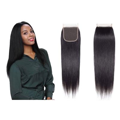 China Silky Straight Wave 20 Inches 4*4 Lace Closure 100% Raw Brazilian Hair Pre Plucked With Baby Hair Lace Closure And Frontal Wholesaler for sale