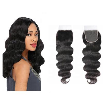 China Soft Smooth Thick Shedding Virgin Body Wave 5x5 HD Lace Frontal Hair Closure Brazilian Swiss Lace Hair Extension Hair Weave Bundles Closure for sale