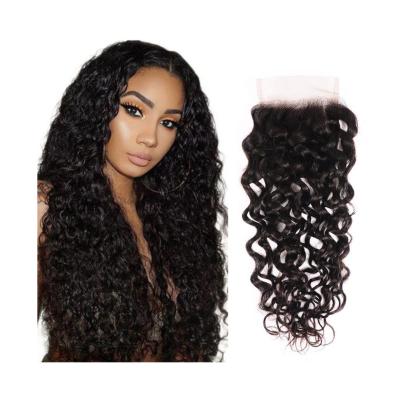 China Cheap Brazilian Water Wave Hair Virgin Cuticle Aligned Closure Hair Water Wave Frontal Swiss Lace Closure And Headband for sale